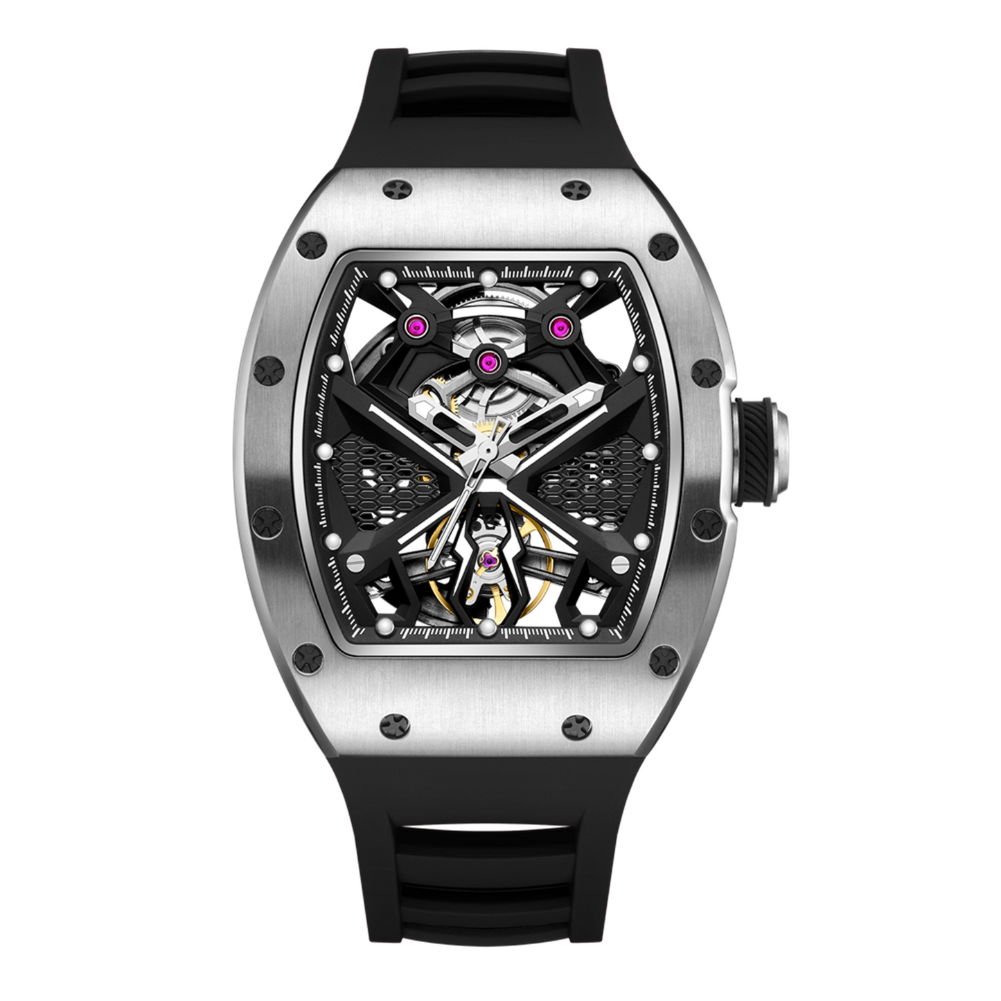 New Hollow Out Dial Men Mechanical Watch Fashion Stainless Steel Automatic Wristwatch Waterproof Watch Clock Montre Homme 9190-5-17