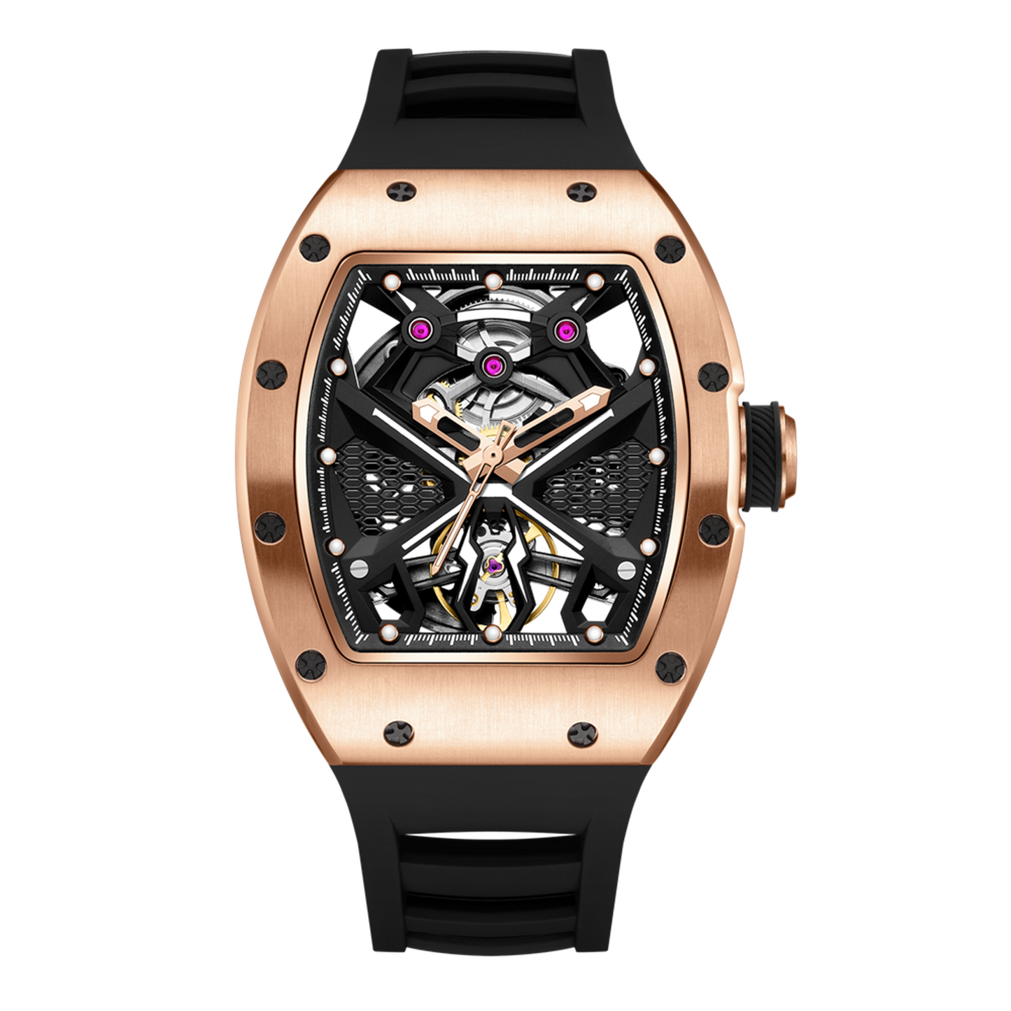 New Hollow Out Dial Men Mechanical Watch Fashion Stainless Steel Automatic Wristwatch Waterproof Watch Clock Montre Homme 9190-5-16