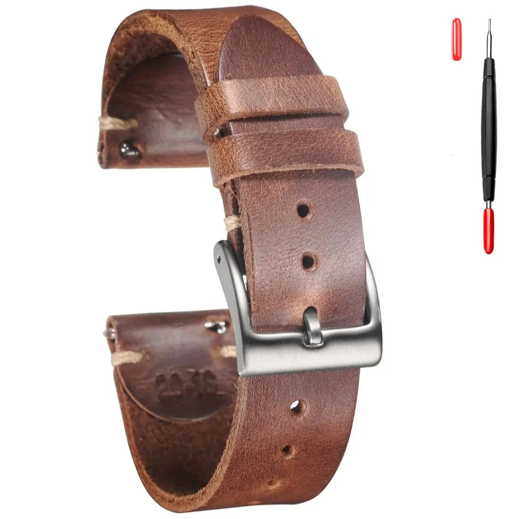 100% Genuine Leather Watch Bands With Quick Release Horween CXL Cowhide Vintage Wrist Strap For Men 22mm18mm19mm20mm