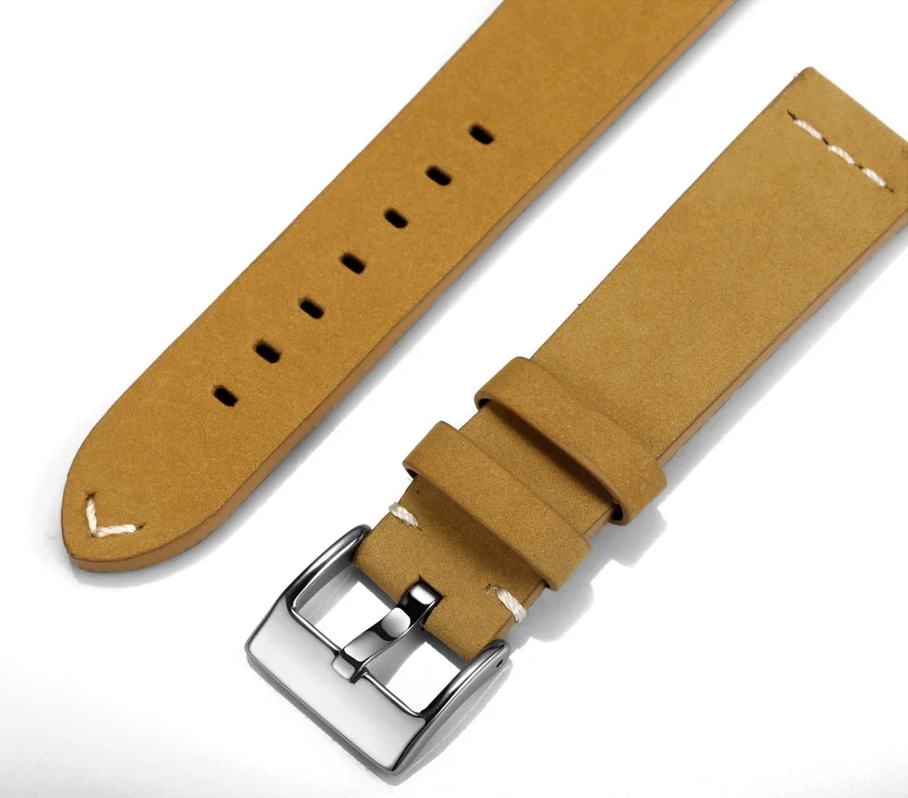Hemsut Quick Release Leather Watch Bands Saddle Calf Handmade Vintage Leather Watch Strap 18mm 20mm 22mm