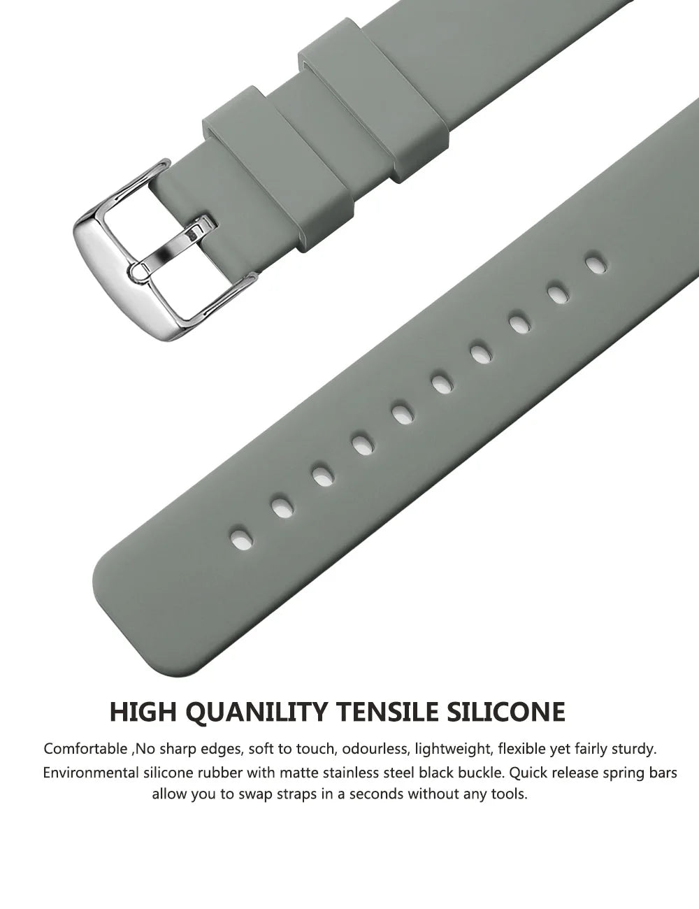 Silicone Watch Bands 14/16/18/19/20/21/22/24 mm Soft Quick Release Rubber Watch Bands Samsung Galaxy, Garmin Huawei Watch Straps