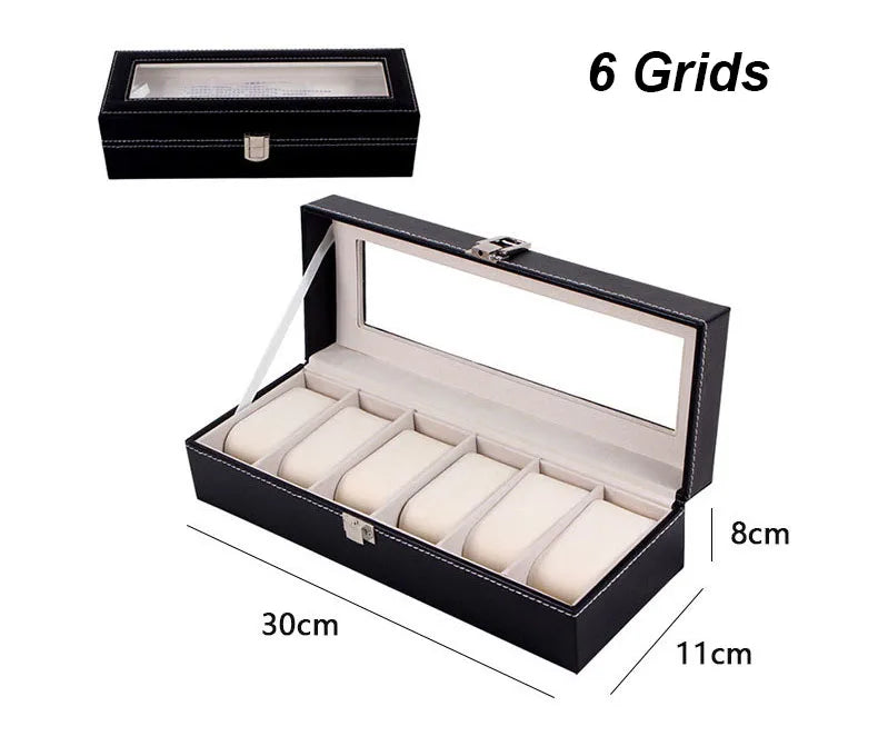 DELESYS 2/3/4/5/6/8/10/12 Slots PU Leather Watch Box Traditional Style Watch Storage Box Gift Watch Case With Lock