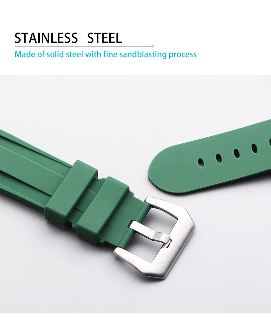 Silicone Watch Bands 20/22/24/26mm Soft Comfortable Rubber Watch Bands Compatible with Panerai Watch Straps accessories