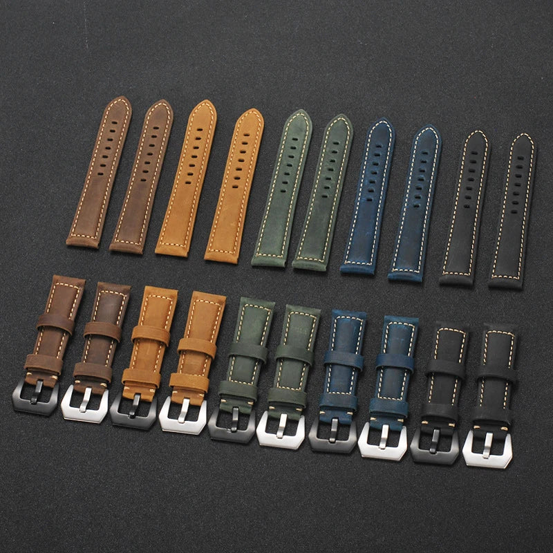 Leather Straps For Panerai Watch Accessories Men's Strap 20mm 22mm 24mm Watch Bands Cowhide Replacement Bracelet
