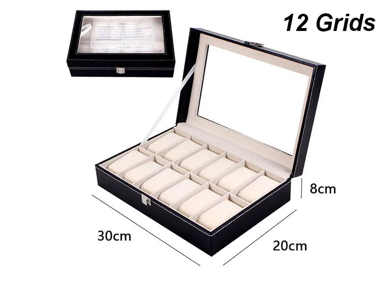 DELESYS 2/3/4/5/6/8/10/12 Slots PU Leather Watch Box Traditional Style Watch Storage Box Gift Watch Case With Lock