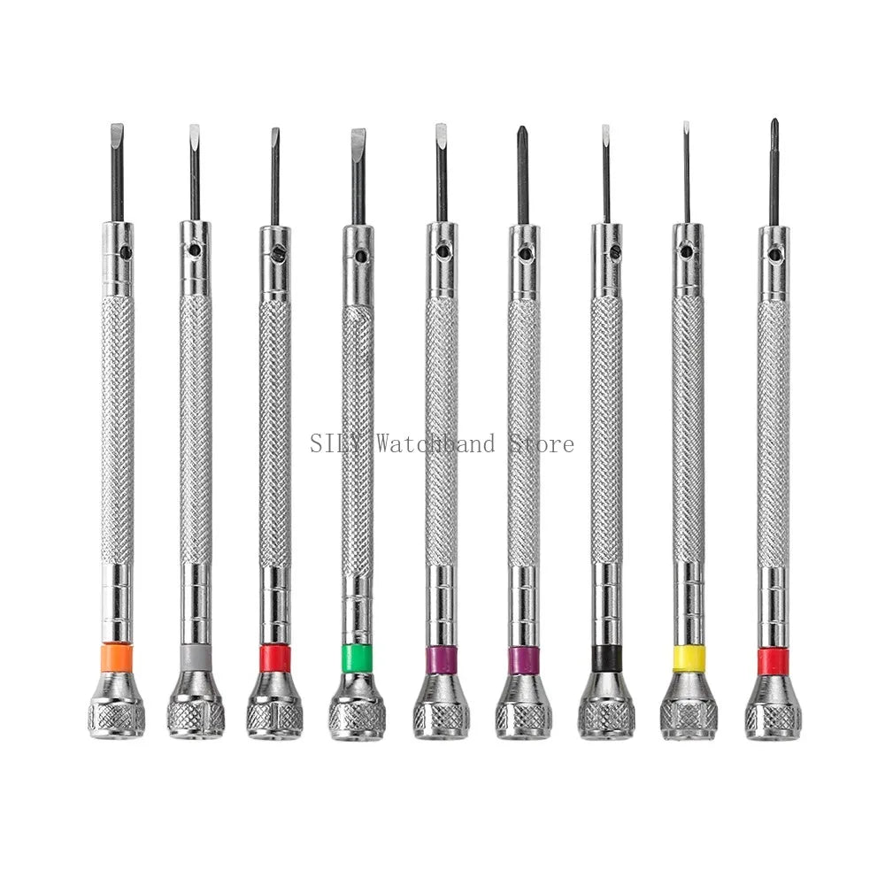 Watch Repair Tool Kit for Watchmaker Stainless Steel Precision Screwdriver Set 9pcs Watch Glasses Flat Blade Assort Slotted Tool