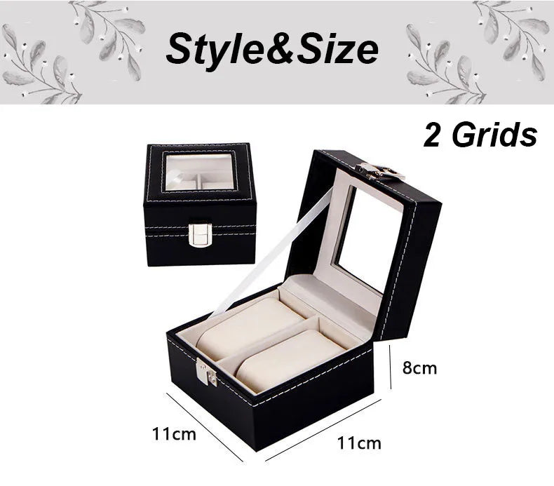 DELESYS 2/3/4/5/6/8/10/12 Slots PU Leather Watch Box Traditional Style Watch Storage Box Gift Watch Case With Lock