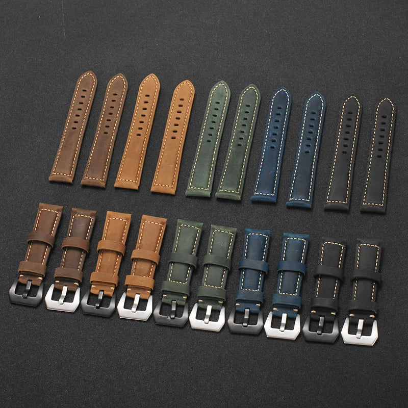 Leather Straps For Panerai Watch Accessories Men's Strap 20mm 22mm 24mm Watch Bands Cowhide Replacement Bracelet