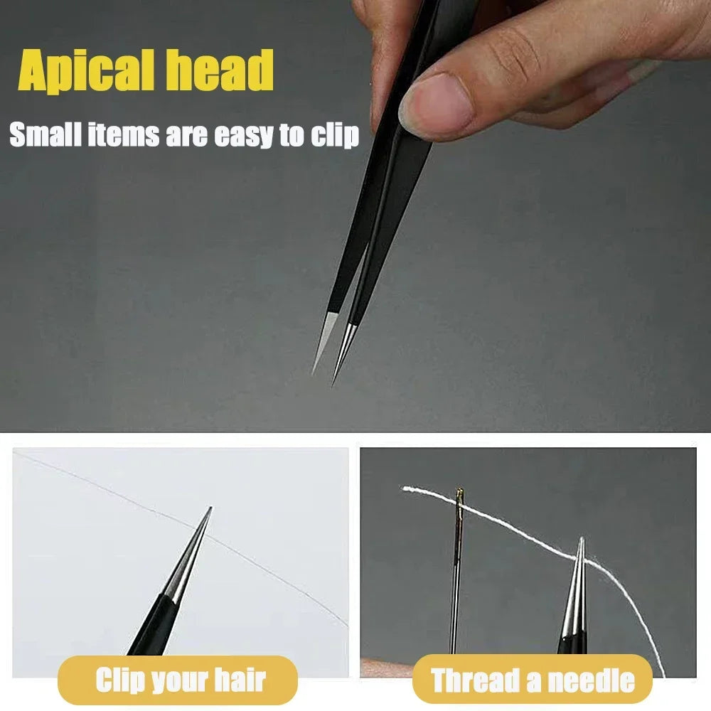 Watch Tweezers Tool ESD Anti-Static Steel Watches Repair Tool Maintenance Industrial Electronic Tweezer Watchmaker Magnifier