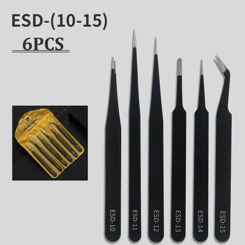 Watch Tweezers Tool ESD Anti-Static Steel Watches Repair Tool Maintenance Industrial Electronic Tweezer Watchmaker Magnifier