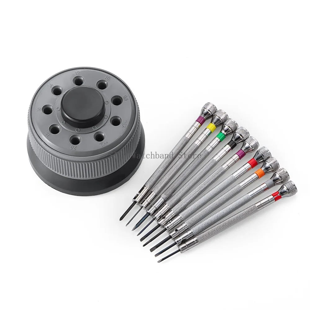 Watch Repair Tool Kit for Watchmaker Stainless Steel Precision Screwdriver Set 9pcs Watch Glasses Flat Blade Assort Slotted Tool
