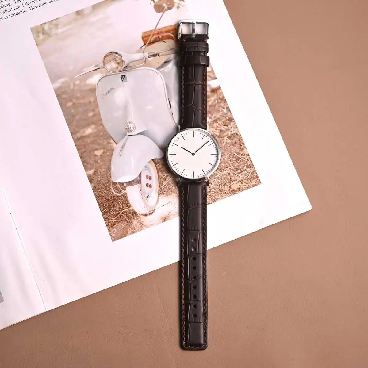 ANNEFIT Quick Release Leather Watch Bands 18mm 20mm 22mm 24mm Alligator Grain Calfskin Replacement Strap