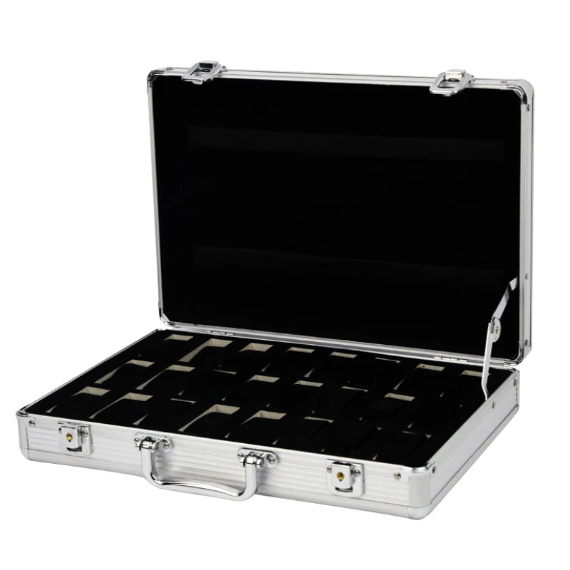 Useful Aluminium Watches Box 12 Grid Slots Jewelry Watches Display Storage Box Square Case Suede Inside Rectangle Watch Holder