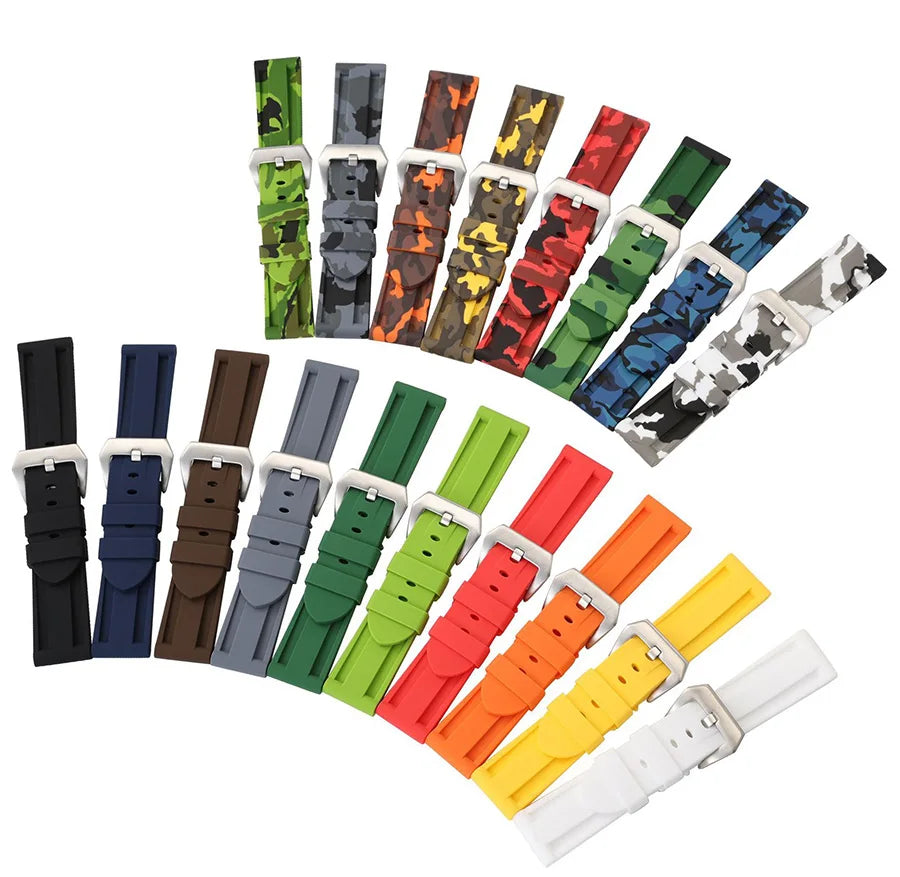 Silicone Watch Bands 20/22/24/26mm Soft Comfortable Rubber Watch Bands Compatible with Panerai Watch Straps accessories
