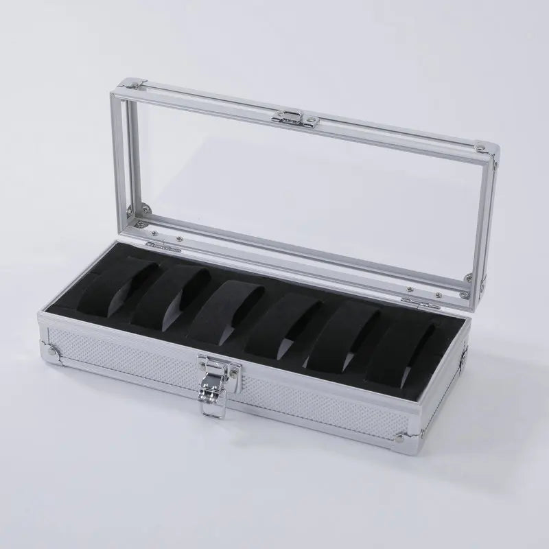 Useful Aluminium Watches Box 12 Grid Slots Jewelry Watches Display Storage Box Square Case Suede Inside Rectangle Watch Holder