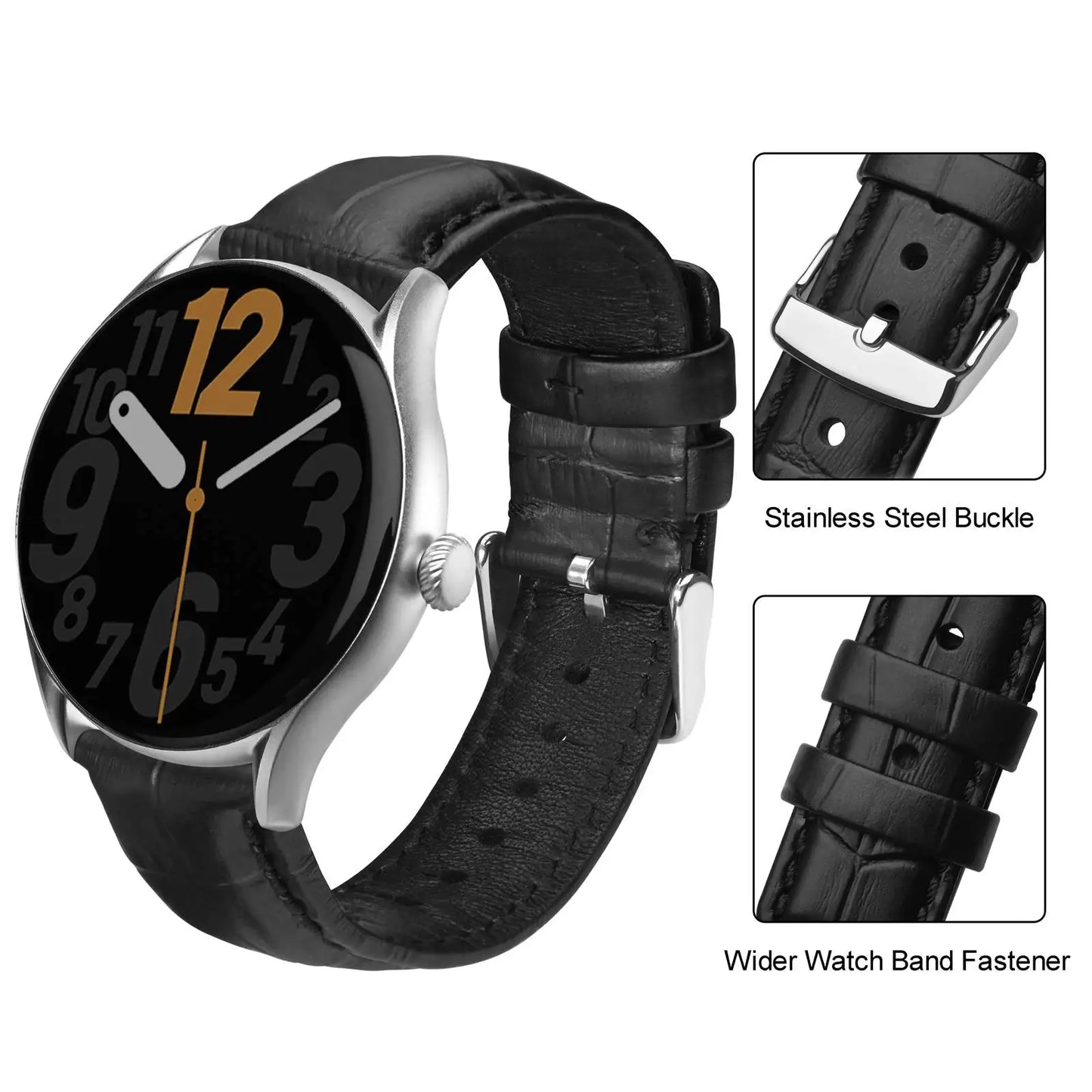ANNEFIT Quick Release Leather Watch Bands 18mm 20mm 22mm 24mm Alligator Grain Calfskin Replacement Strap