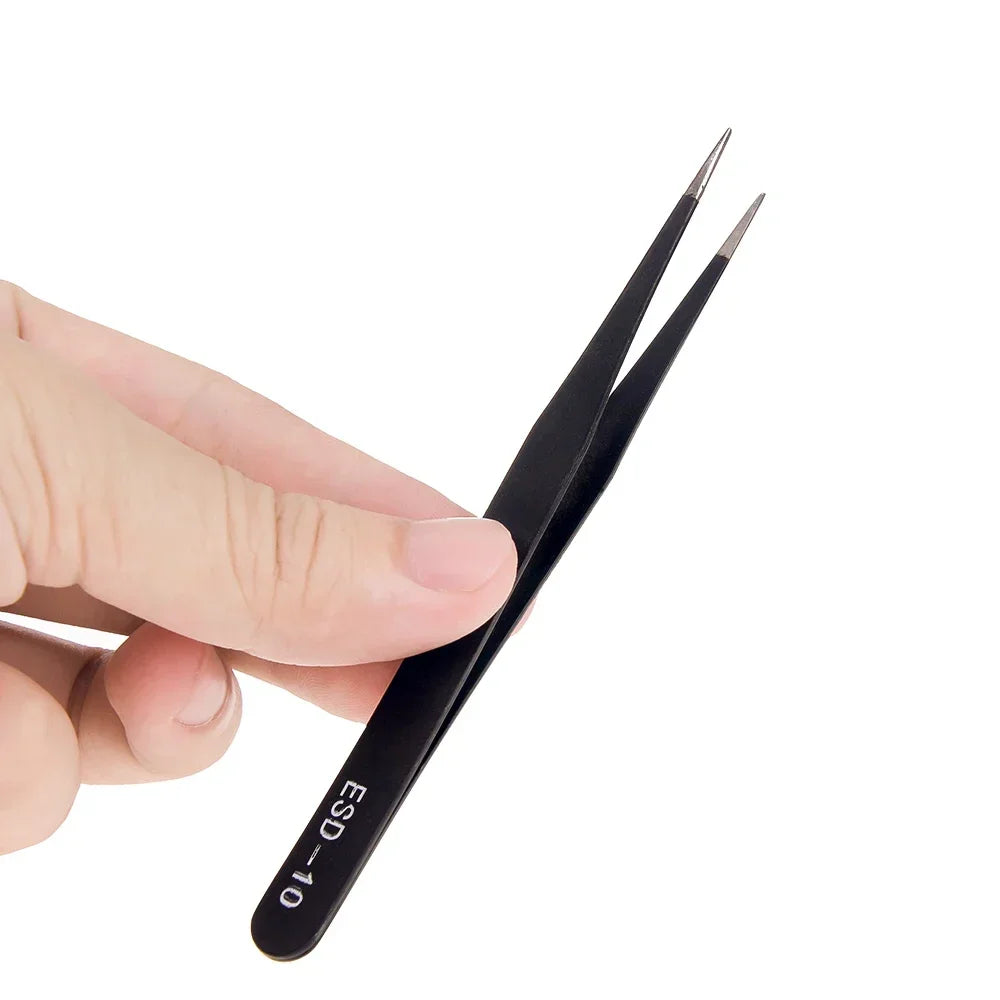 Watch Tweezers Tool ESD Anti-Static Steel Watches Repair Tool Maintenance Industrial Electronic Tweezer Watchmaker Magnifier
