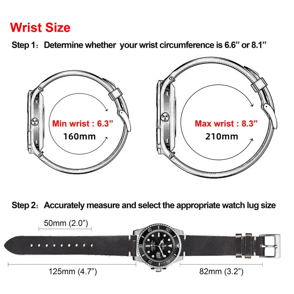 100% Genuine Leather Watch Bands With Quick Release Horween CXL Cowhide Vintage Wrist Strap For Men 22mm18mm19mm20mm