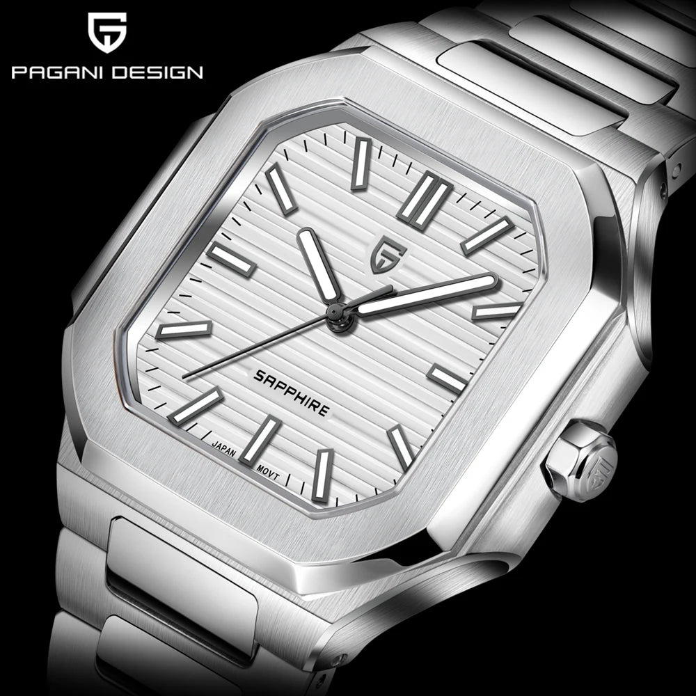 PAGANI DESIGN 2025 watch men's luxury retro quartz men's watch stainless steel sapphire crystal TMI VH31 movement 50m waterproof