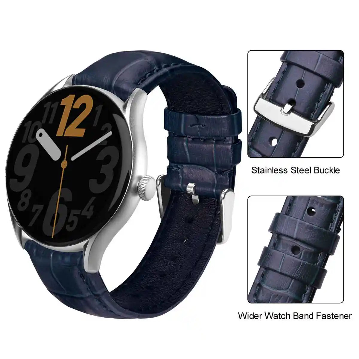 ANNEFIT Quick Release Leather Watch Bands 18mm 20mm 22mm 24mm Alligator Grain Calfskin Replacement Strap