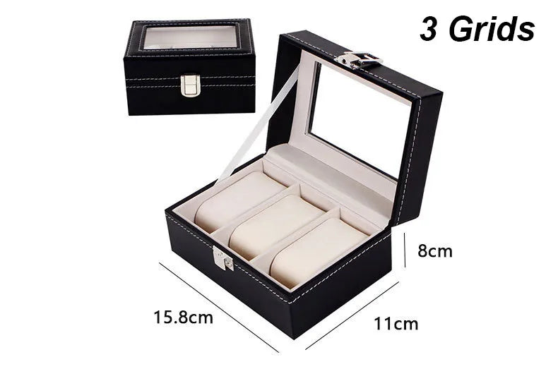 DELESYS 2/3/4/5/6/8/10/12 Slots PU Leather Watch Box Traditional Style Watch Storage Box Gift Watch Case With Lock