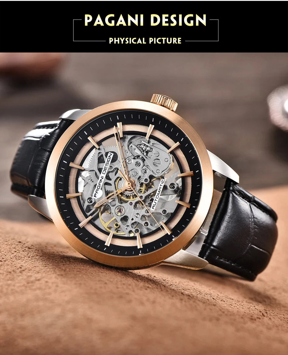 PAGANI DESIGN New Luxury Automatic Mechanical Watch Simple Sports Waterproof Leisure Retro Leather Business Watches for Man