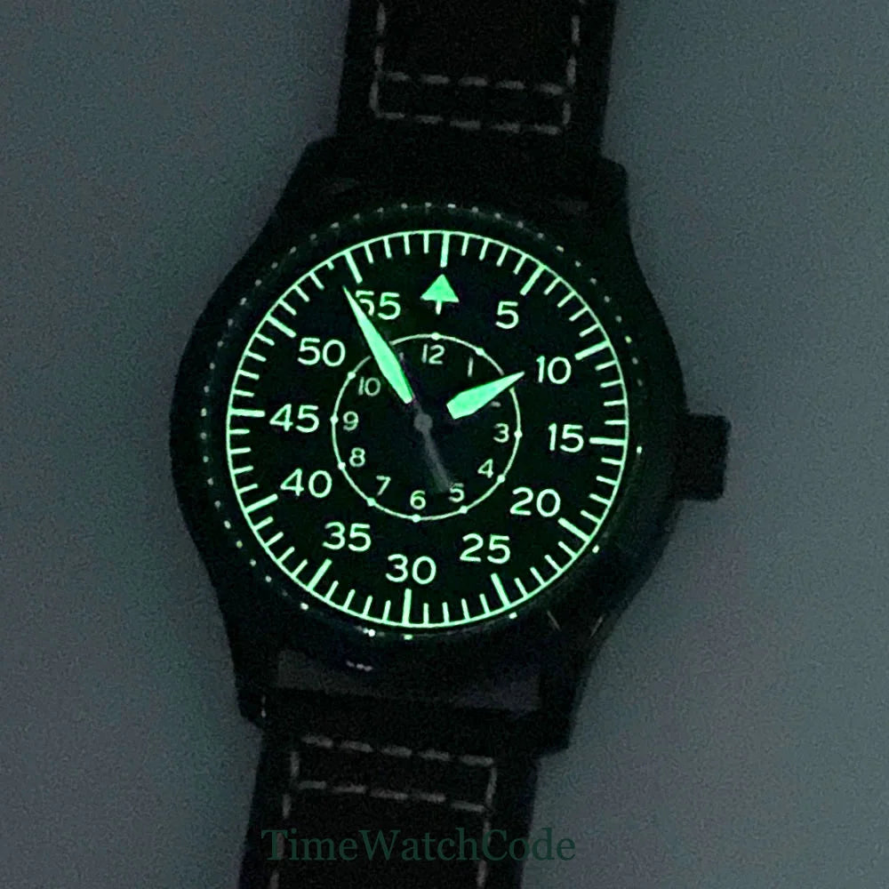 Aviator Men's Automatic Watch Pilot 42mm Sapphire Crystal Silver/PVD Case Miyota8215 NH35AA Movement Luminous Black Dial
