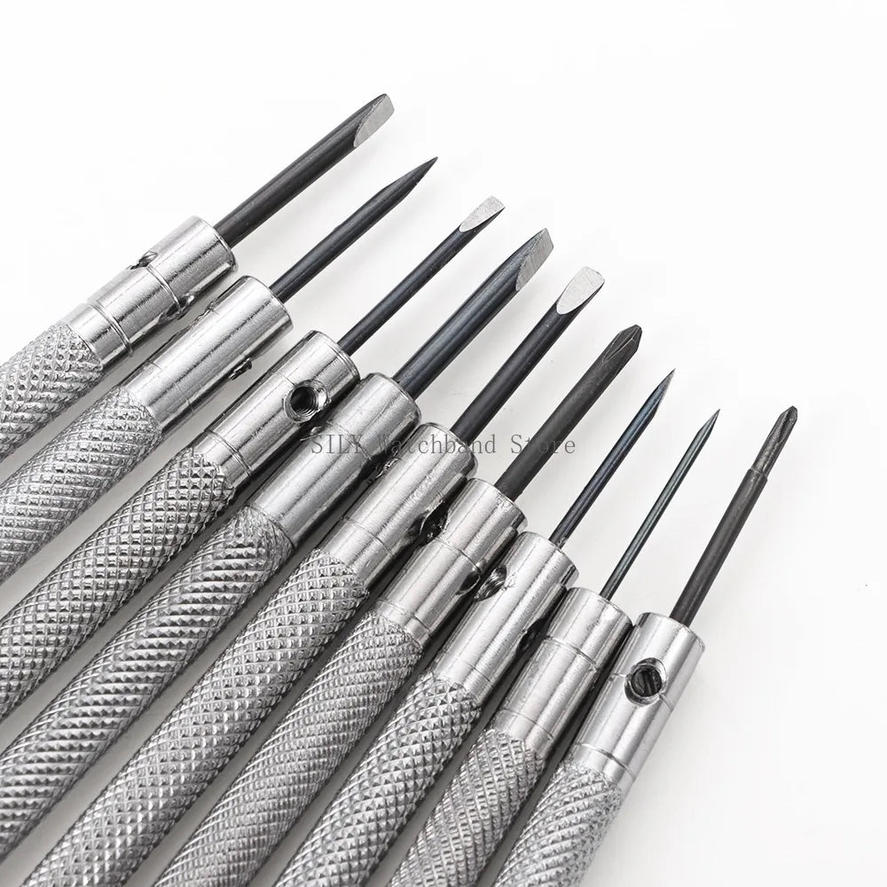 Watch Repair Tool Kit for Watchmaker Stainless Steel Precision Screwdriver Set 9pcs Watch Glasses Flat Blade Assort Slotted Tool