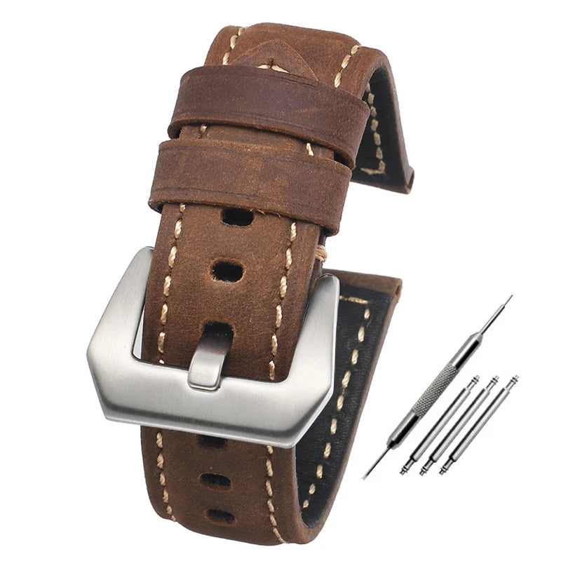 Leather Straps For Panerai Watch Accessories Men's Strap 20mm 22mm 24mm Watch Bands Cowhide Replacement Bracelet