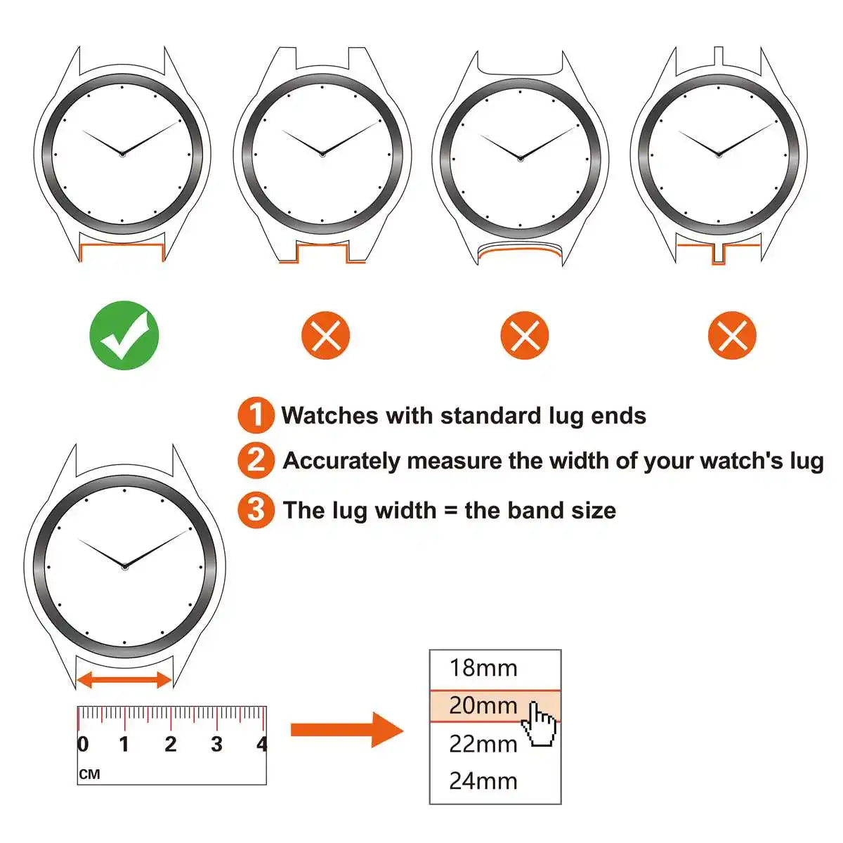 ANNEFIT Quick Release Leather Watch Bands 18mm 20mm 22mm 24mm Alligator Grain Calfskin Replacement Strap