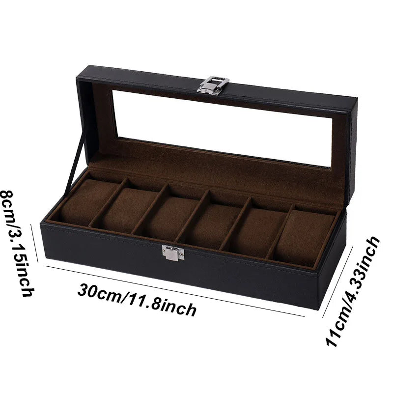 DELESYS 2/3/4/5/6/8/10/12 Slots PU Leather Watch Box Traditional Style Watch Storage Box Gift Watch Case With Lock