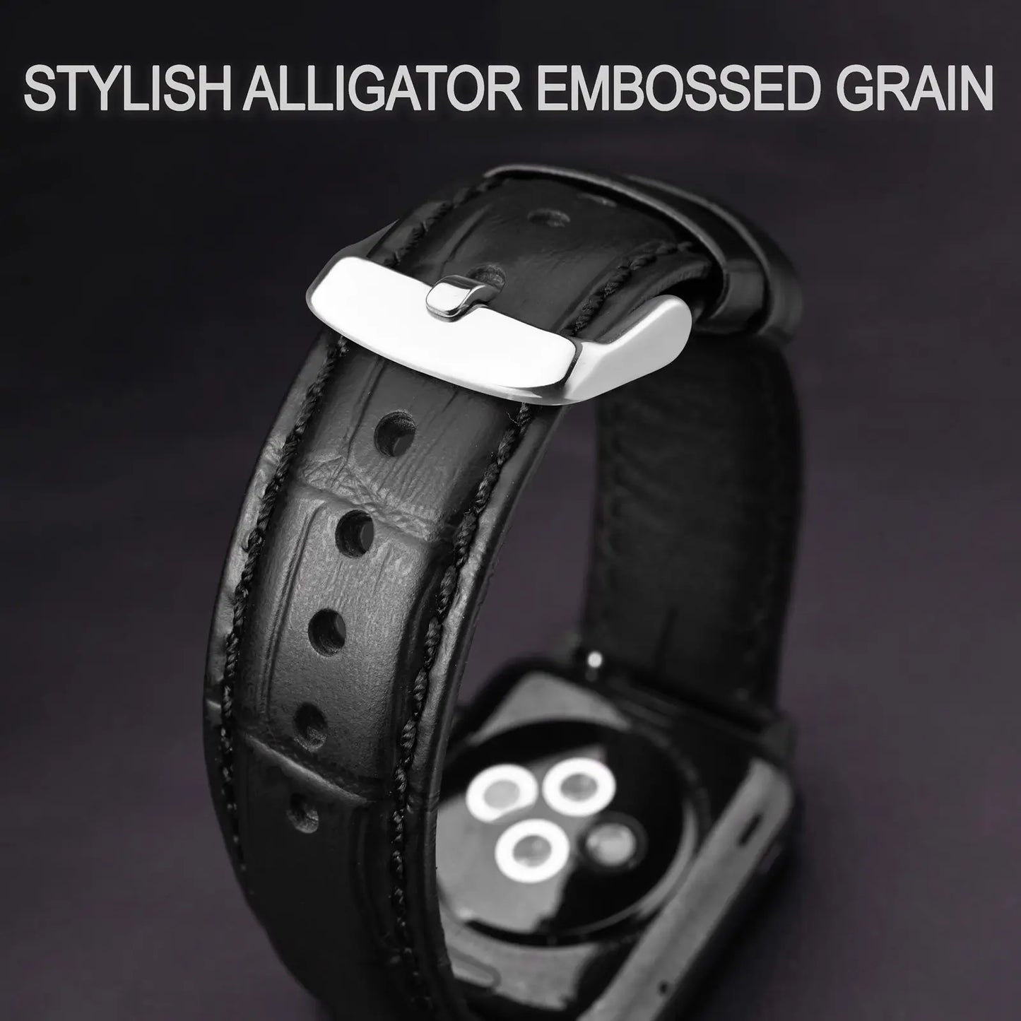 ANNEFIT Quick Release Leather Watch Bands 18mm 20mm 22mm 24mm Alligator Grain Calfskin Replacement Strap