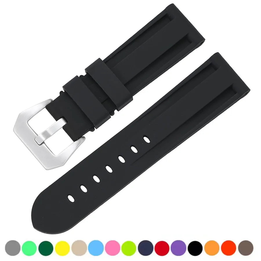 Silicone Watch Bands 20/22/24/26mm Soft Comfortable Rubber Watch Bands Compatible with Panerai Watch Straps accessories