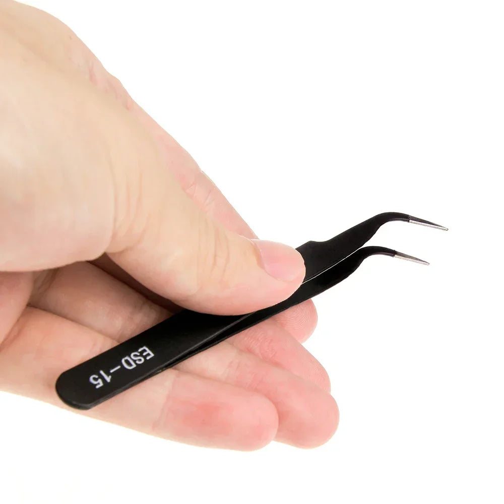 Watch Tweezers Tool ESD Anti-Static Steel Watches Repair Tool Maintenance Industrial Electronic Tweezer Watchmaker Magnifier