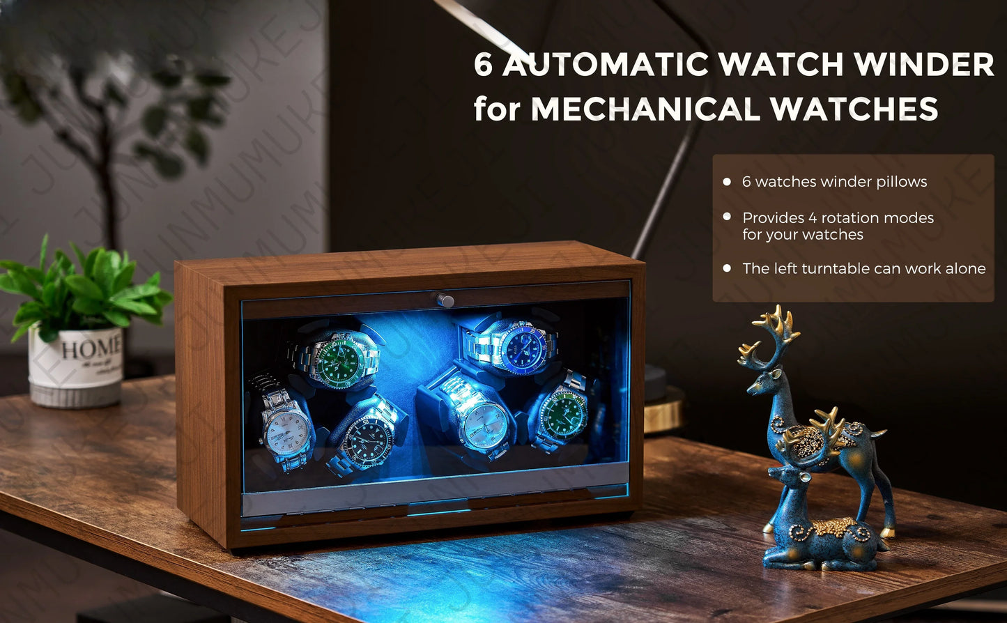 6 Slots Watch Winder for Automatic Watches Storage Box Automatic Winder Use USB Cable Mabuchi Mute Motro