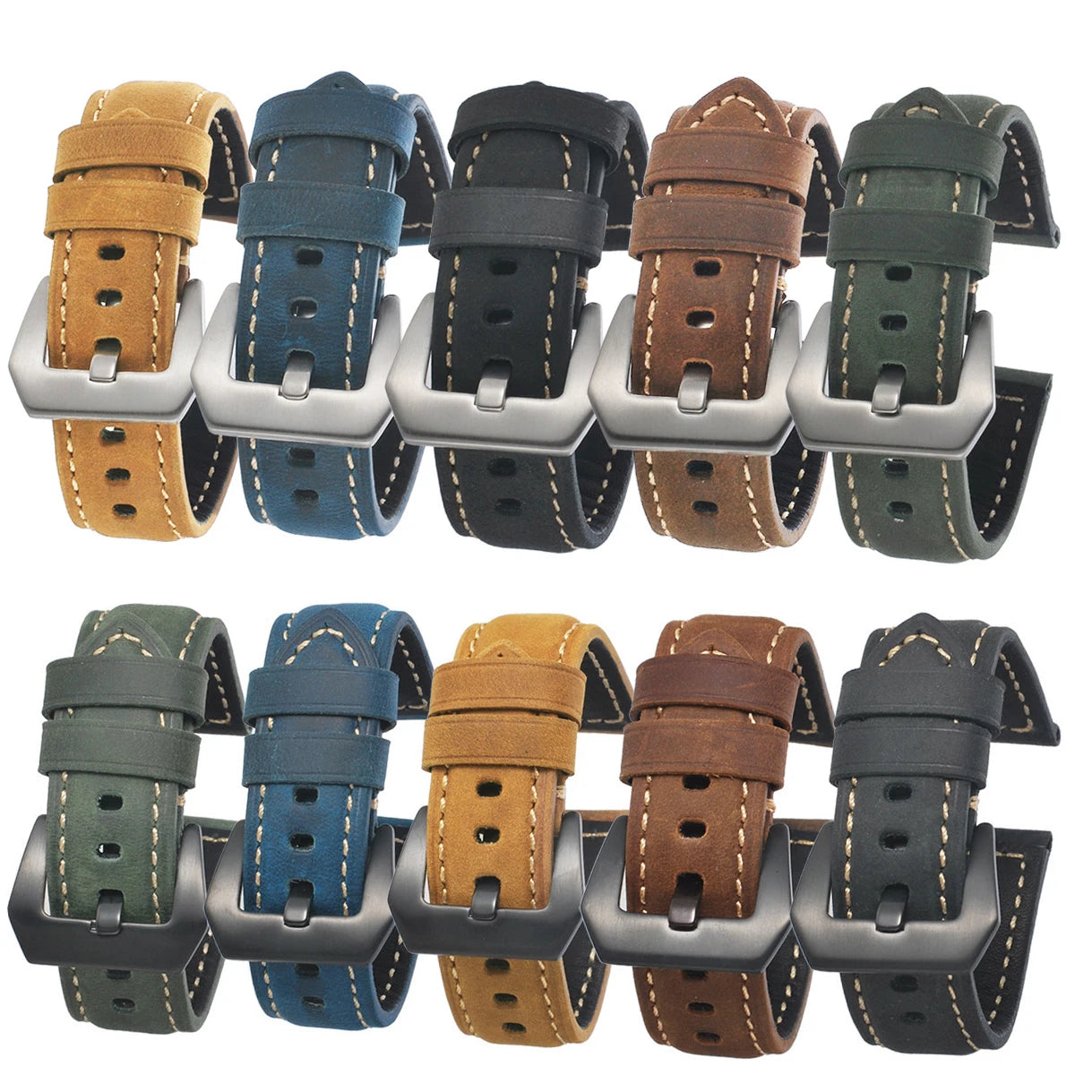 Leather Straps For Panerai Watch Accessories Men's Strap 20mm 22mm 24mm Watch Bands Cowhide Replacement Bracelet