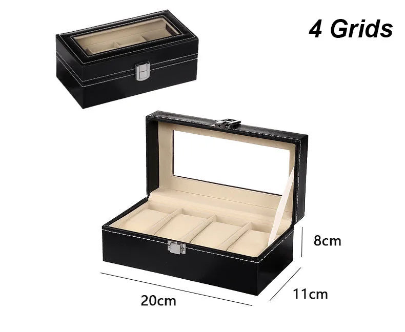 DELESYS 2/3/4/5/6/8/10/12 Slots PU Leather Watch Box Traditional Style Watch Storage Box Gift Watch Case With Lock