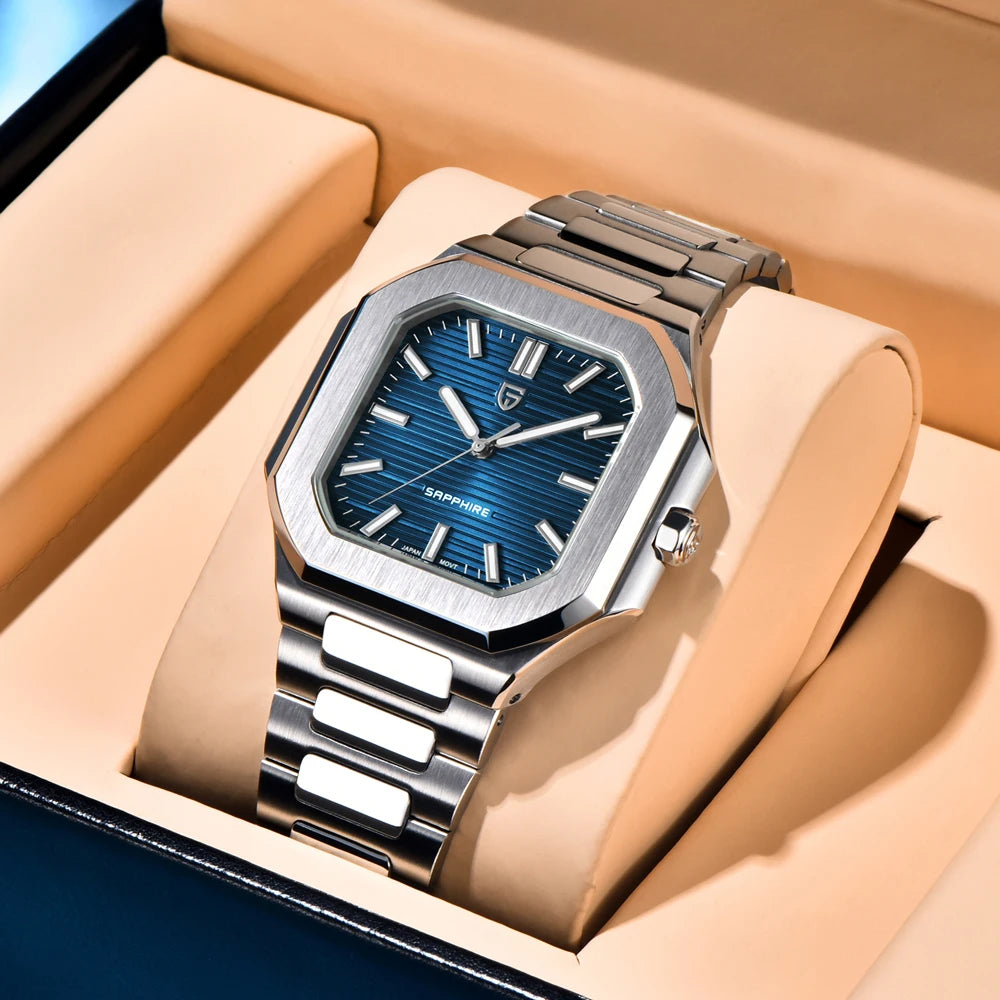 PAGANI DESIGN 2025 watch men's luxury retro quartz men's watch stainless steel sapphire crystal TMI VH31 movement 50m waterproof