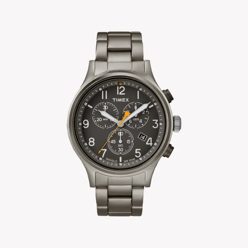 Timex Men's Gray Stainless Steel Watch, Black Dial | TW2R47700-0