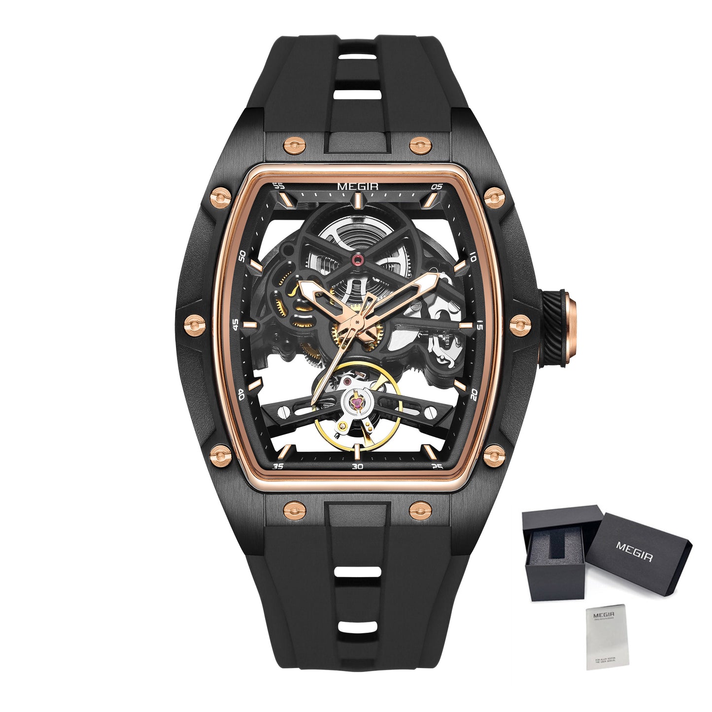 MEGIR 100% Original Fashion Men Watches Automatic Mechanical Watch Steel Case Sport Skeleton Wristwatch Waterproof Clock Reloj Hombre-15