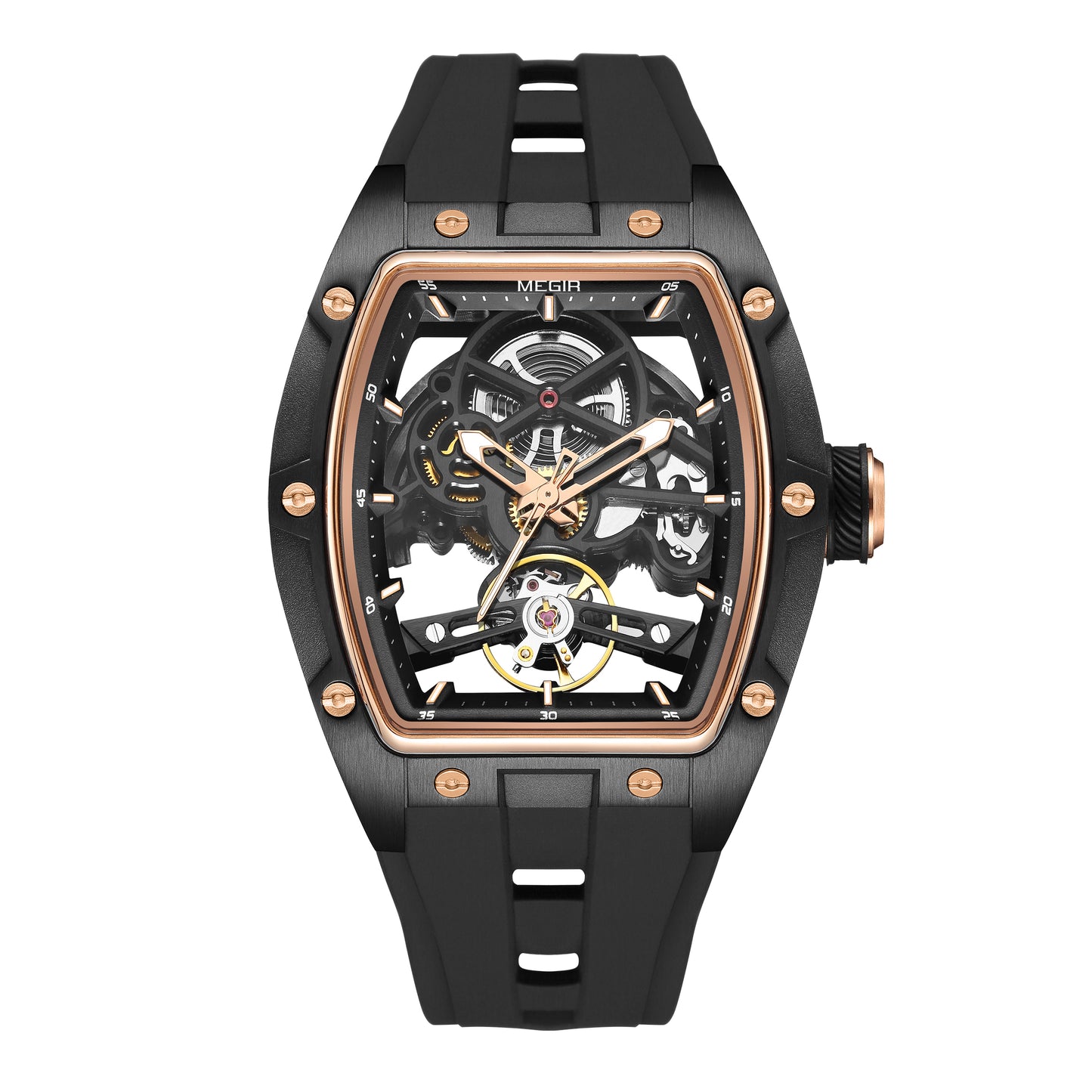MEGIR 100% Original Fashion Men Watches Automatic Mechanical Watch Steel Case Sport Skeleton Wristwatch Waterproof Clock Reloj Hombre-10