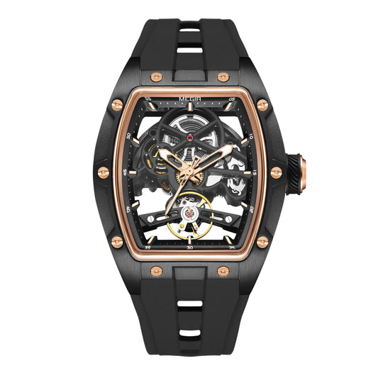MEGIR 100% Original Fashion Men Watches Automatic Mechanical Watch Steel Case Sport Skeleton Wristwatch Waterproof Clock Reloj Hombre-10
