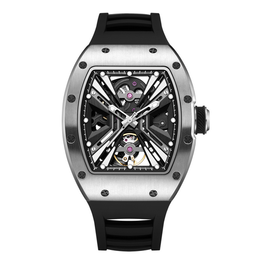 New Skeleton Dial Men's Watch Stainless Steel Case Automatic Mechanical Wristwatches 30M Waterproof Sports Watches Gift 9190-4-10