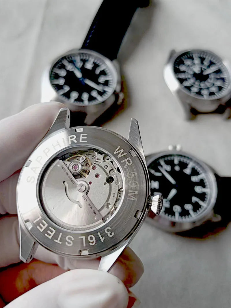 Flieger Pilot Watch A Type B Aviator Automatic Field Reloj Piloto Relogio Mechanical Wristwatch Orologio Pilota Montre Pilote