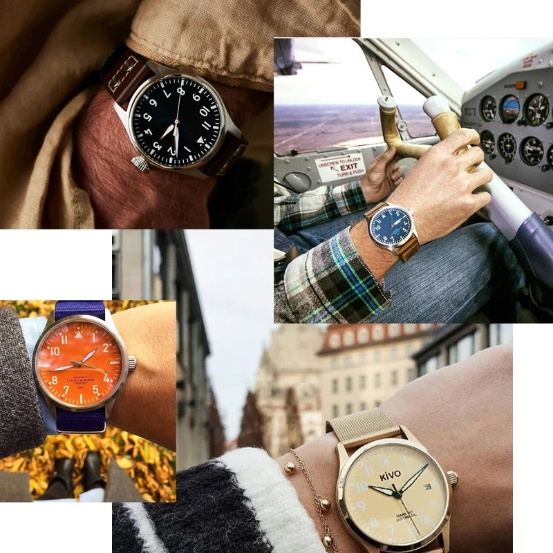Flieger Pilot Watch A Type B Aviator Automatic Field Reloj Piloto Relogio Mechanical Wristwatch Orologio Pilota Montre Pilote