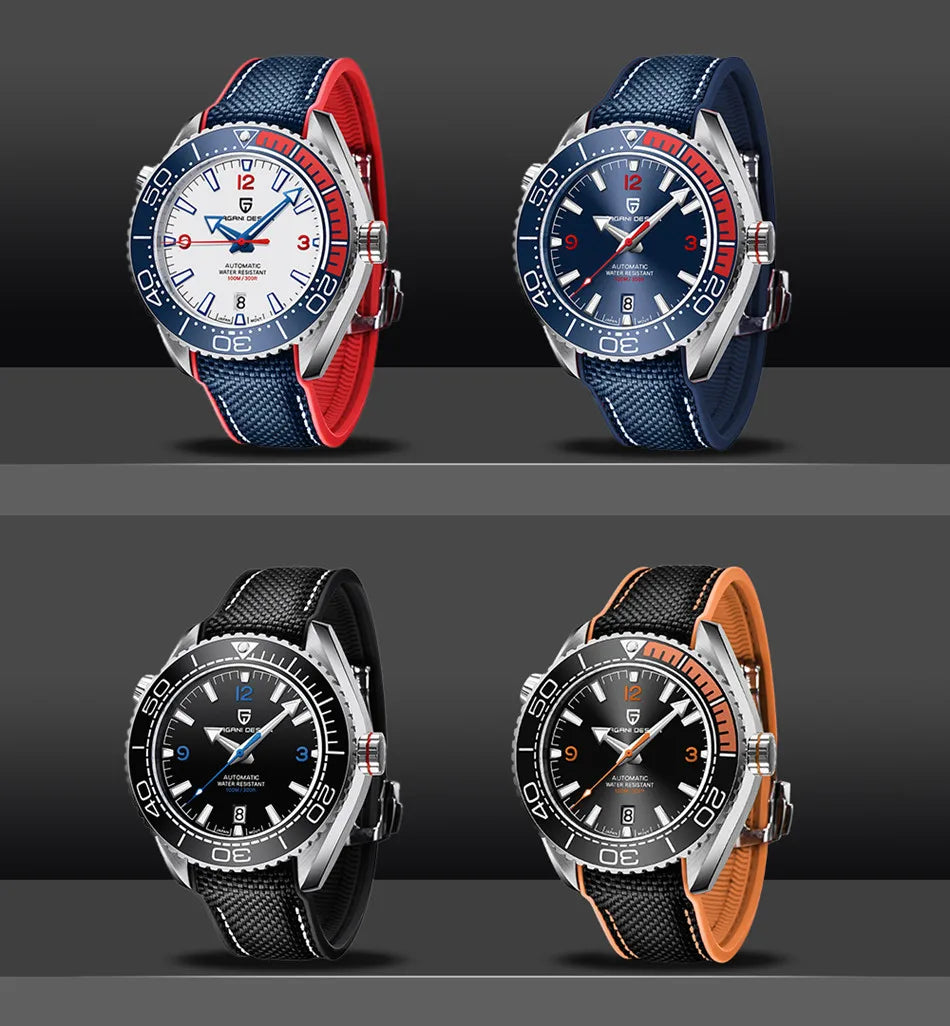 PAGANI DESIGN 42MM Japan movement Men Mechanical Watch 100M Waterproof Sapphire Crystal Ceramic Bezel Men Automatic Wristwatches