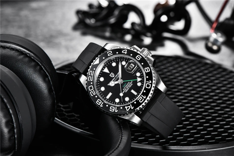 PAGANI DESIGN Top Brand Men Mechanical Wristwatches Luxurys Ceramic Bezel GMT Watches Automatic 100m Waterproof Watch for Men