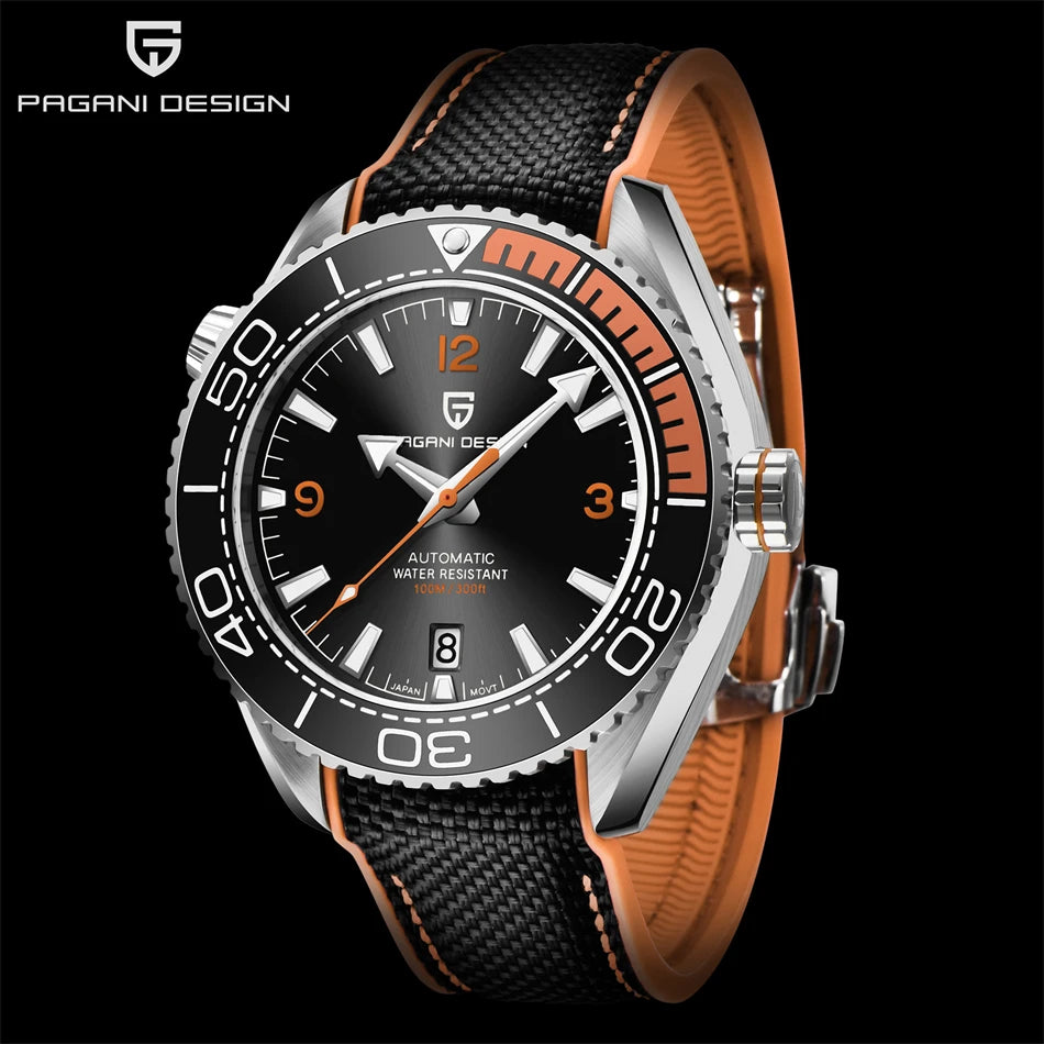 PAGANI DESIGN 42MM Japan movement Men Mechanical Watch 100M Waterproof Sapphire Crystal Ceramic Bezel Men Automatic Wristwatches