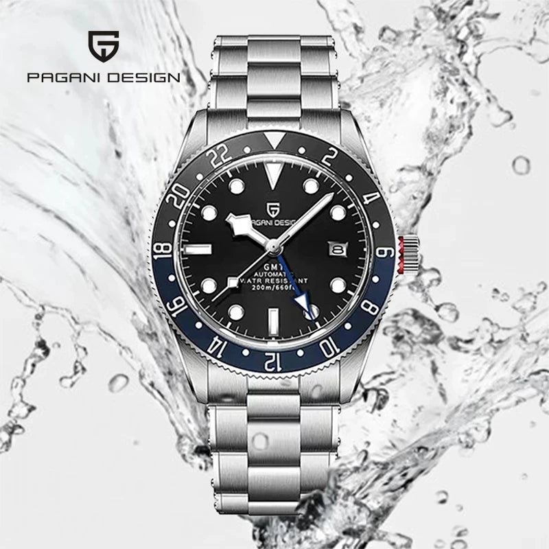 2025 New PAGANI DESIGN GMT Men's Watches Top Luxury Automatic Watch For Man Mechanical Wristwatches AR Sapphire Mirror Luminous