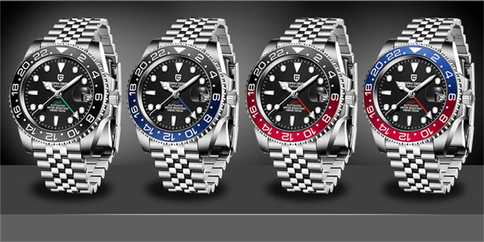 PAGANI DESIGN Top Brand Men Mechanical Wristwatches Luxurys Ceramic Bezel GMT Watches Automatic 100m Waterproof Watch for Men